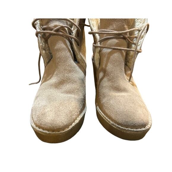 PIERRE HARDY Tan suede lace up shearling wedge ankle desert chukka boots sz 9 40 - Picture 2 of 13